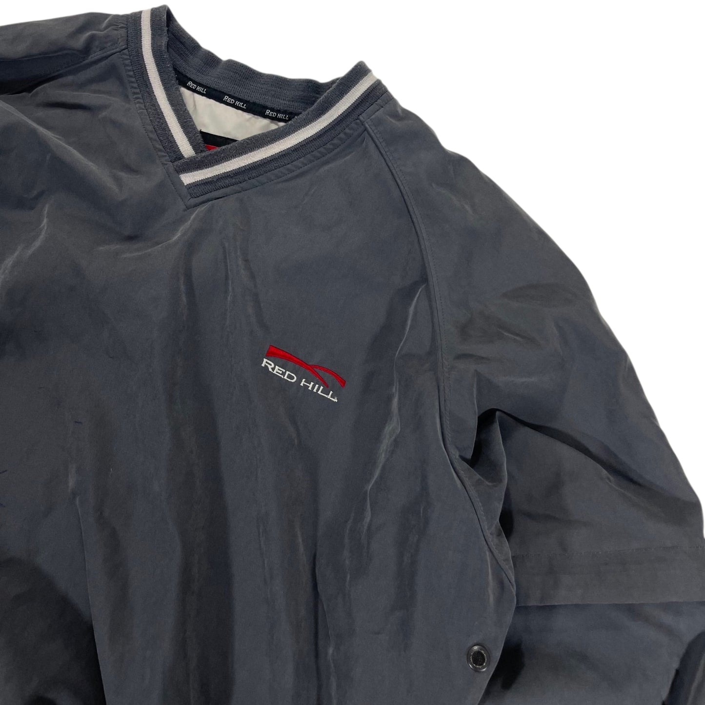 VINTAGE 2 IN 1 DETOUCHABLE SHIRT / PULLOVER RED HILL NAVY WINDBREAKER JACKET / SHIRT (M)