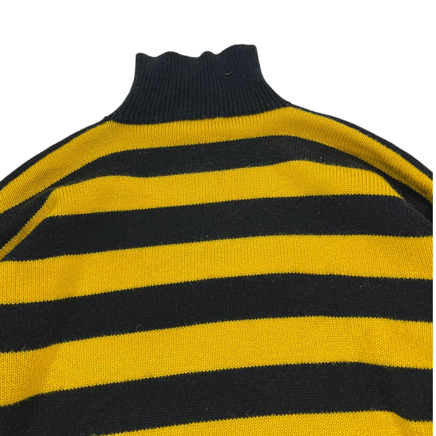 VINTAGE YELLOW AND BLACK STRIPED TURTLENECK SWEATER (L)