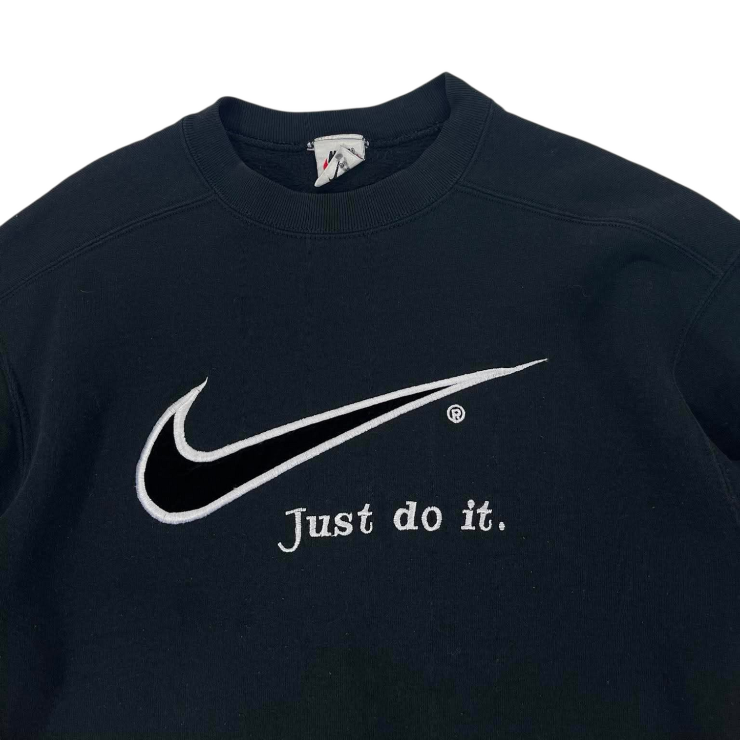 VINTAGE NIKE CREWNECK WITH EMBROIDERED LOGO AND "JUST DO IT" SLOGAN (M)