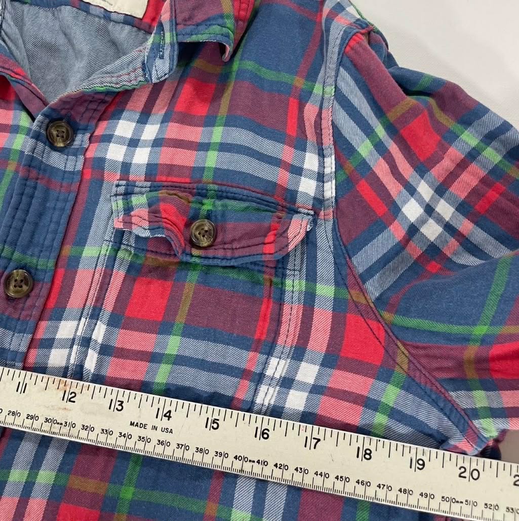 Y2K ABERCROMBIE & FITCH RED+BLUE PLAID BUTTON UP SHIRT (M)