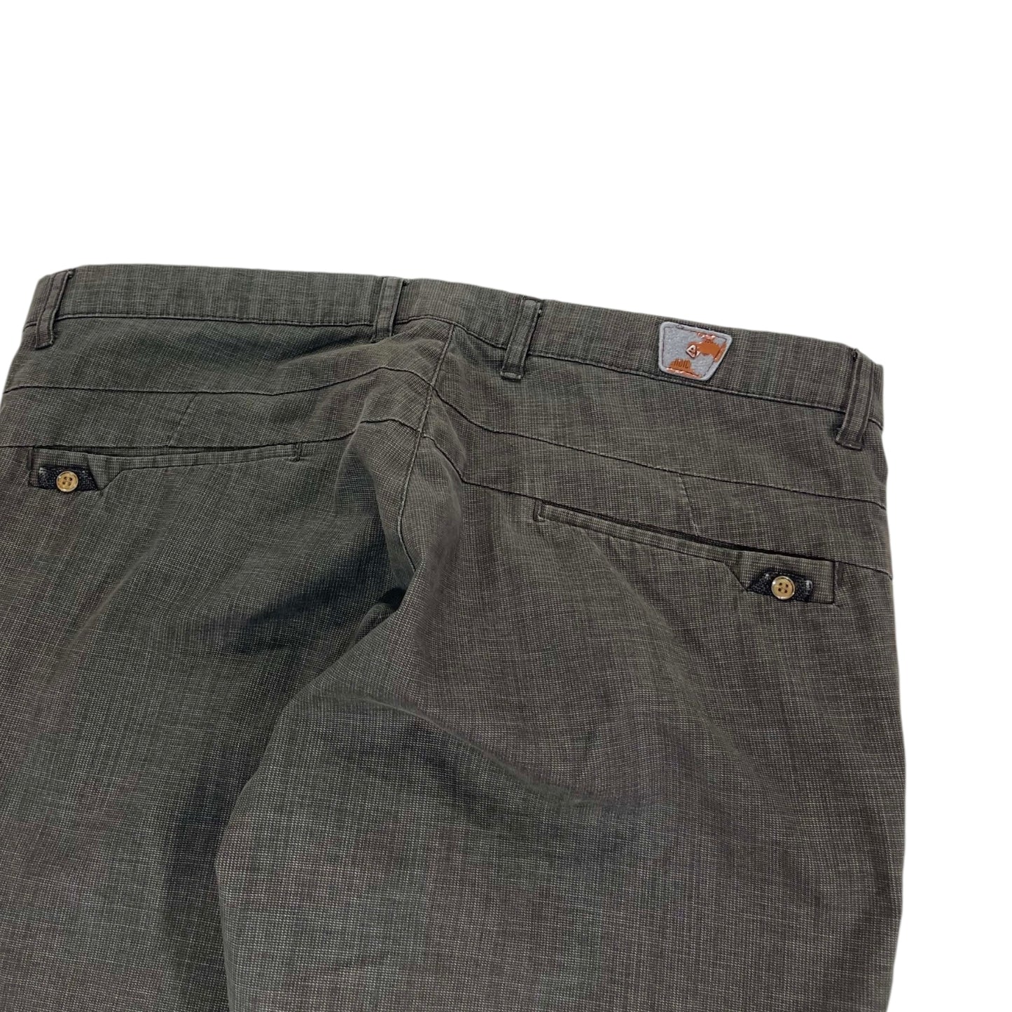 VINTAGE GREY PLAID STRAIGHT LEG TROUSERS (34)
