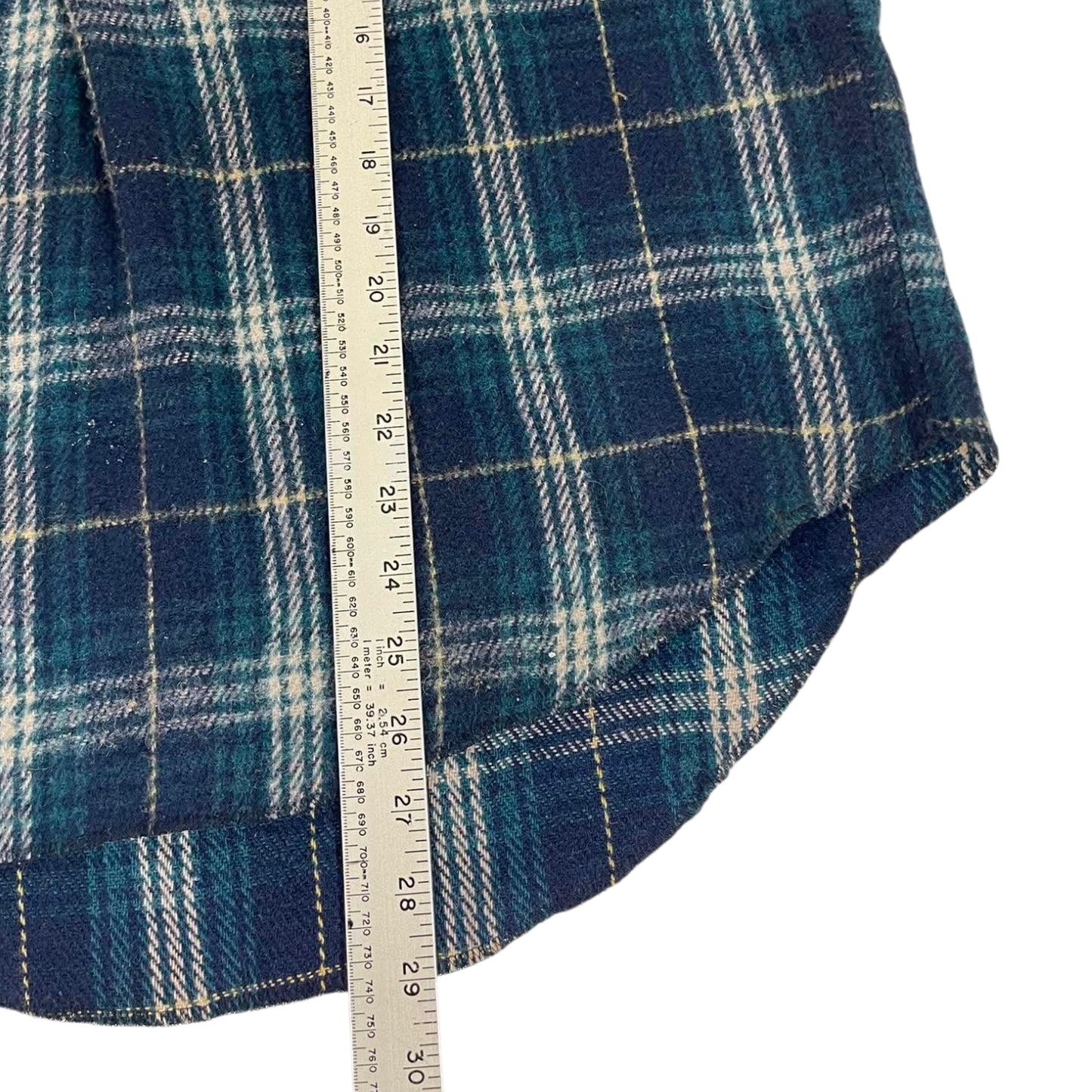 90S BLUE PLAID FLANNEL SHIRT (XL)
