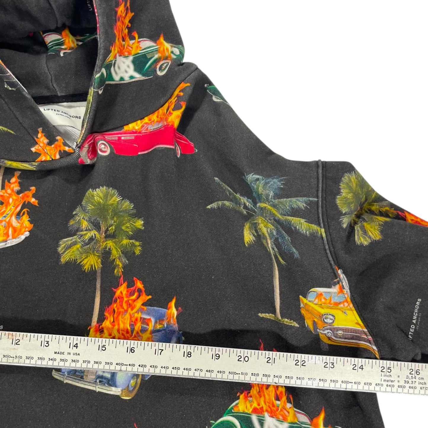 LIFTED ANCHORS BLACK CAR FLAME HOODIE (XL)