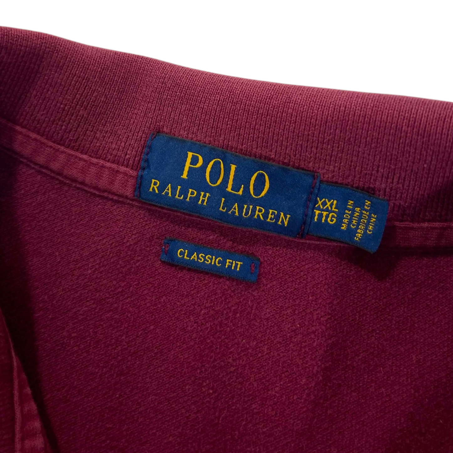 POLO RALPH LAUREN BURGUNDY POLO SHIRT (XL)