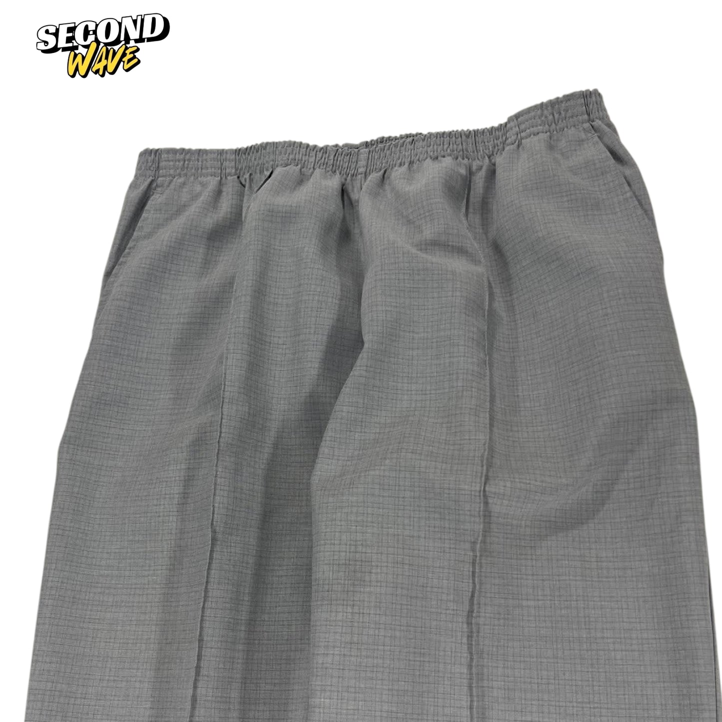 VINTAGE BREAKAWAY BLACK PEPPER GREY WIDE LEG TROUSERS (L)
