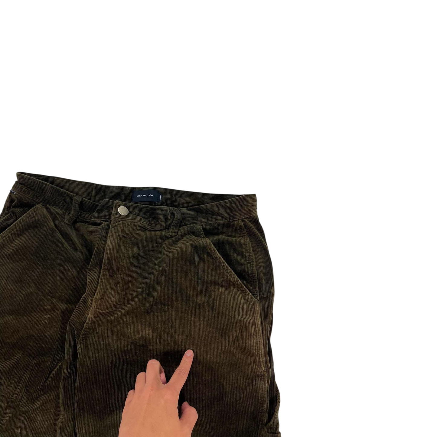 RPM MDF CO. GREEN CORDUROY CARPENTER PANTS (34)