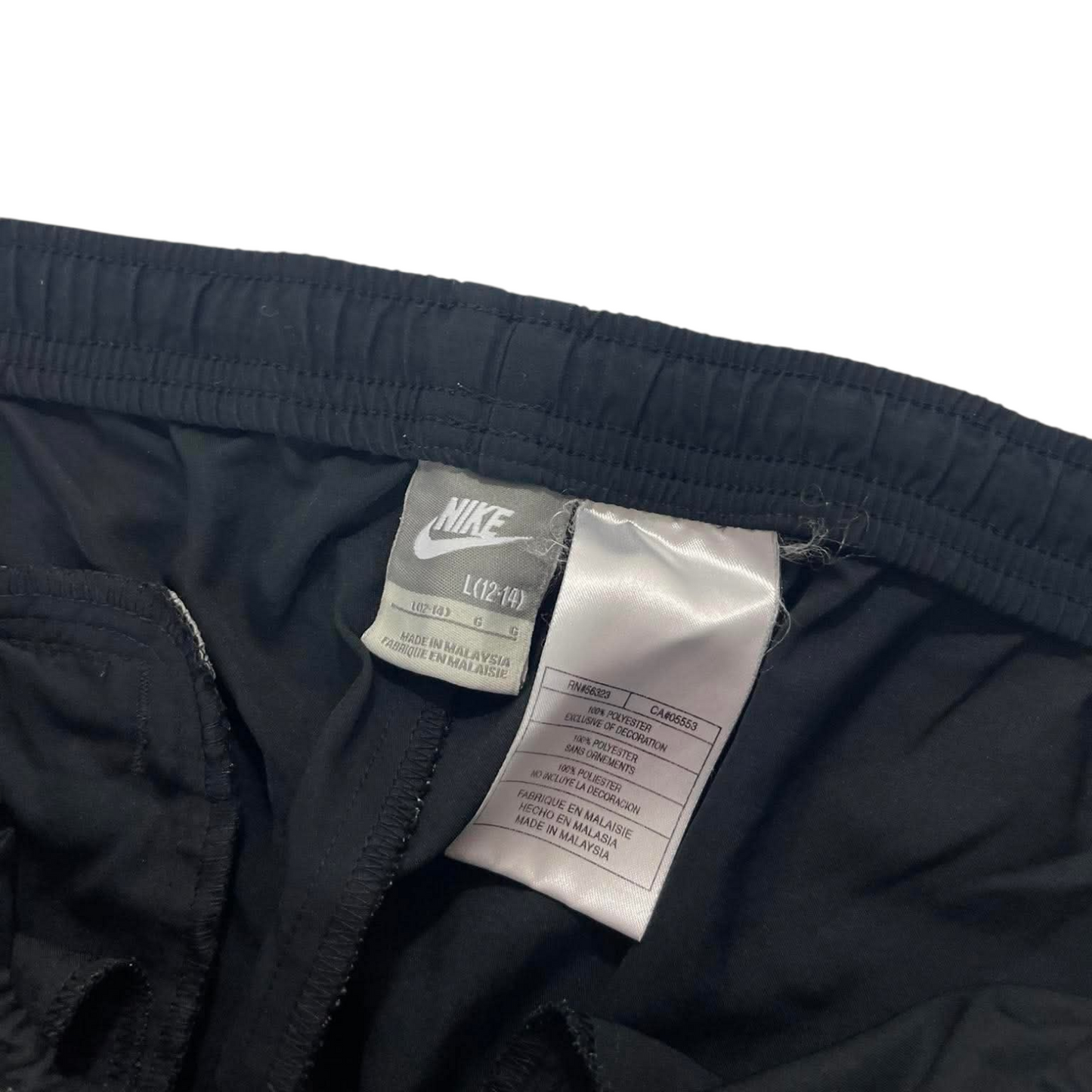 NIKE BLACK/WHITE TRACK PANTS ² (L, 12-14)