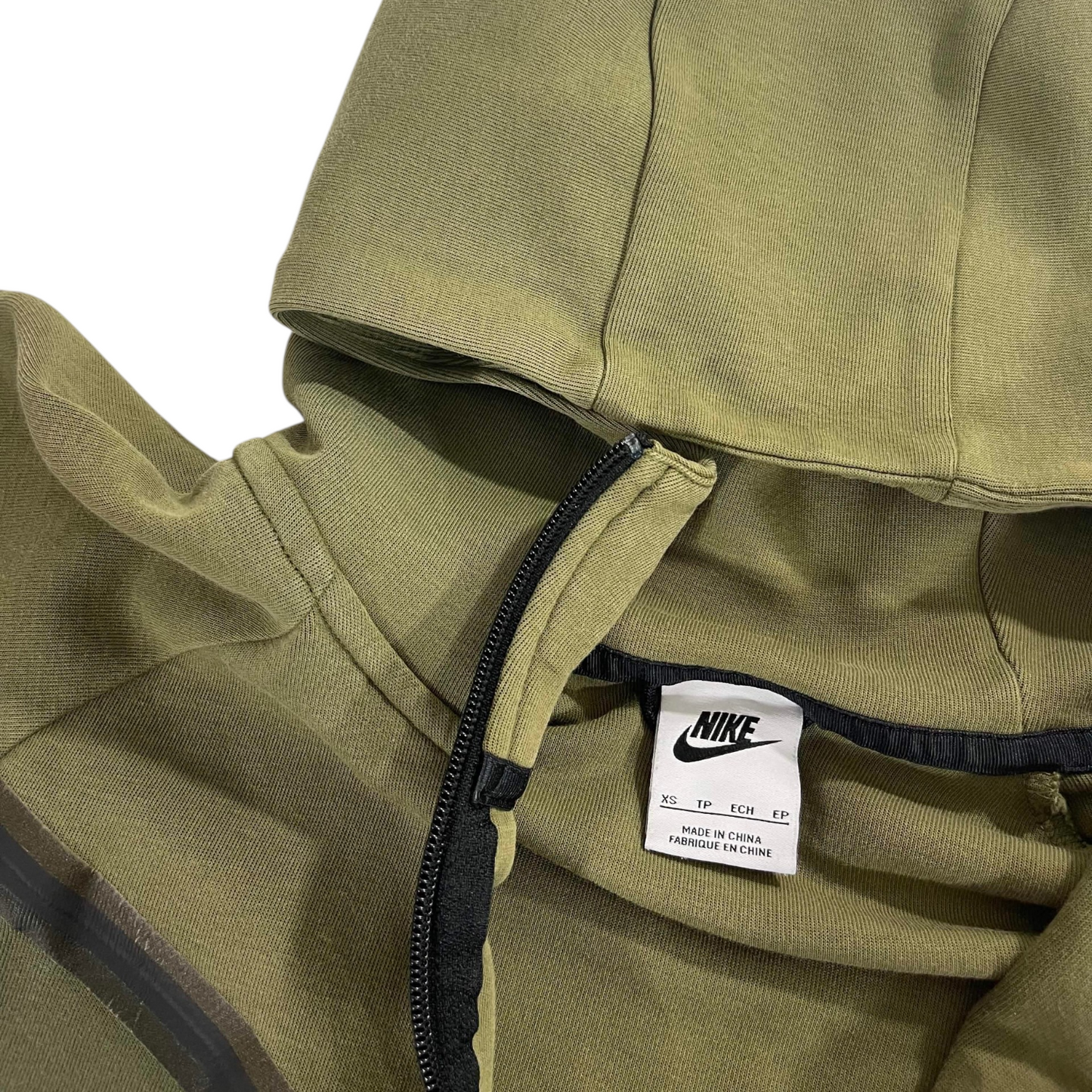 NIKE OLIVE TECH FLEECE HOODIE (XS)