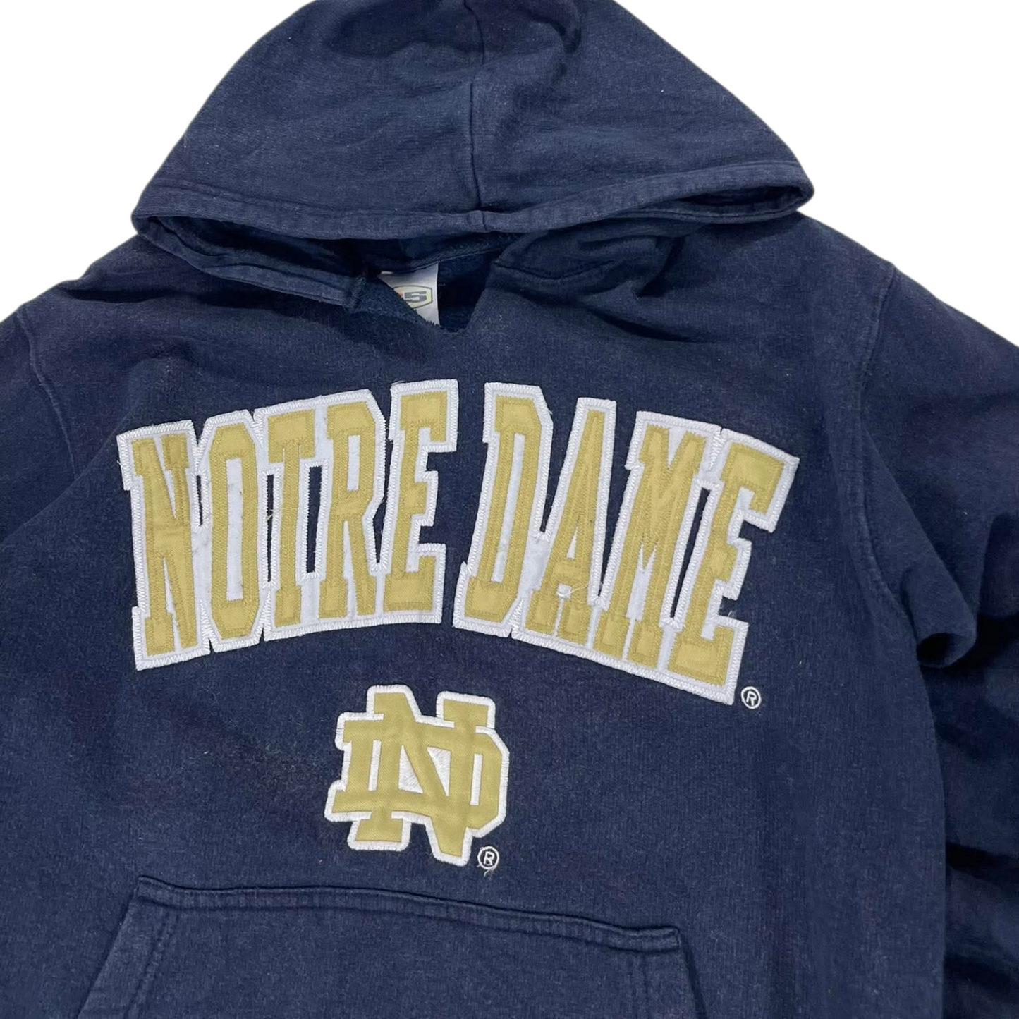 VINTAGE NOTRE DAME HOODIE WITH EMBROIDED LOGO (S-M)