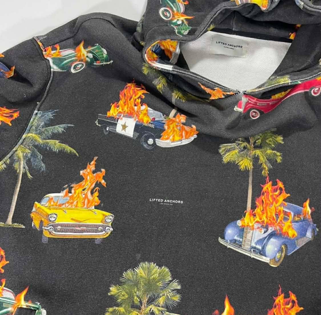Y2K LIFTED ANCHORS BLACK FLAME CAR HOODIE (L-XXL)