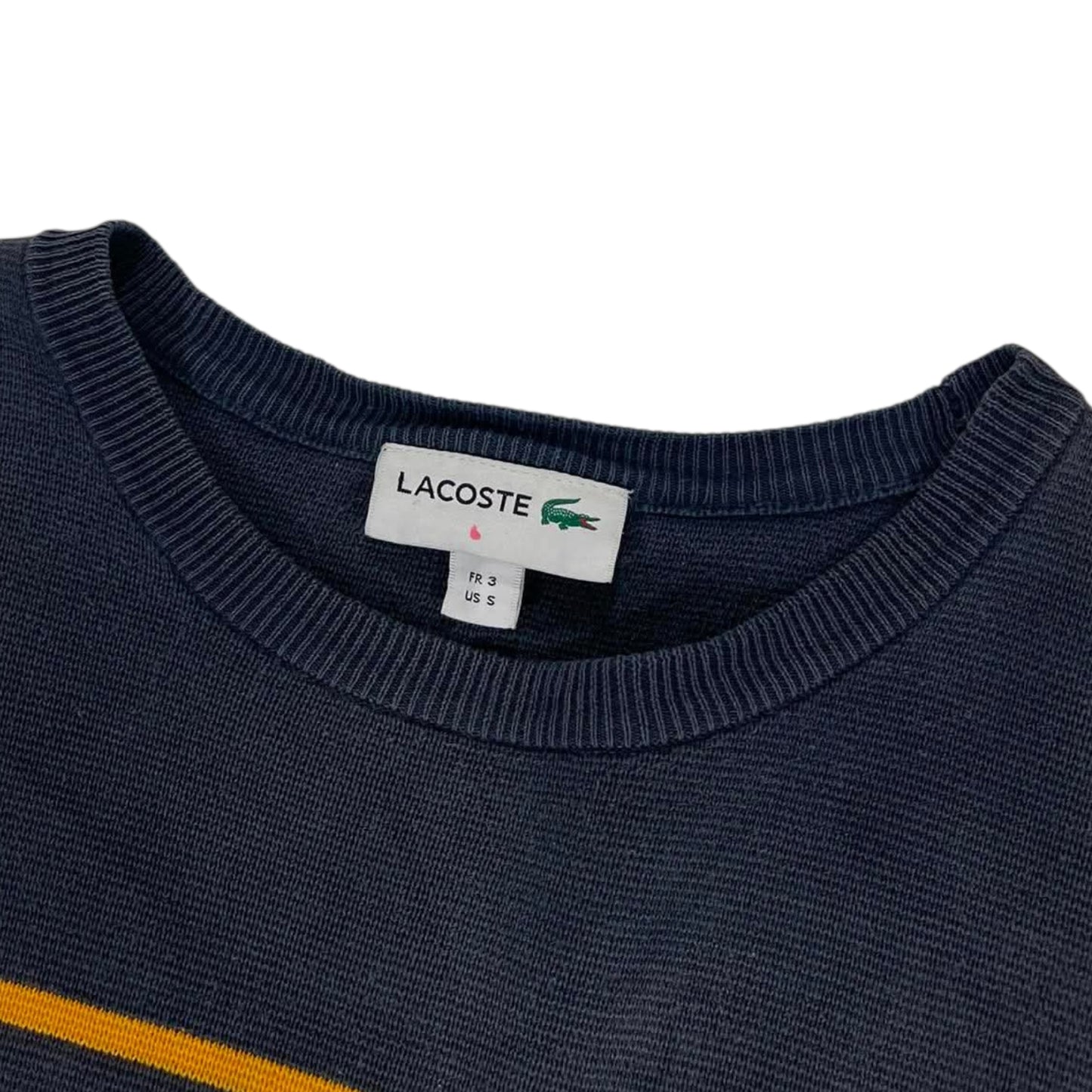 VINTAGE LACOSTE NAVY BLUE STRIPED SWEATER (M)
