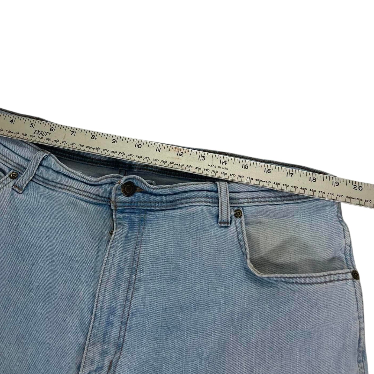 VINTAGE TRASHED WRANGLER BLUE DENIM JEANS (38)