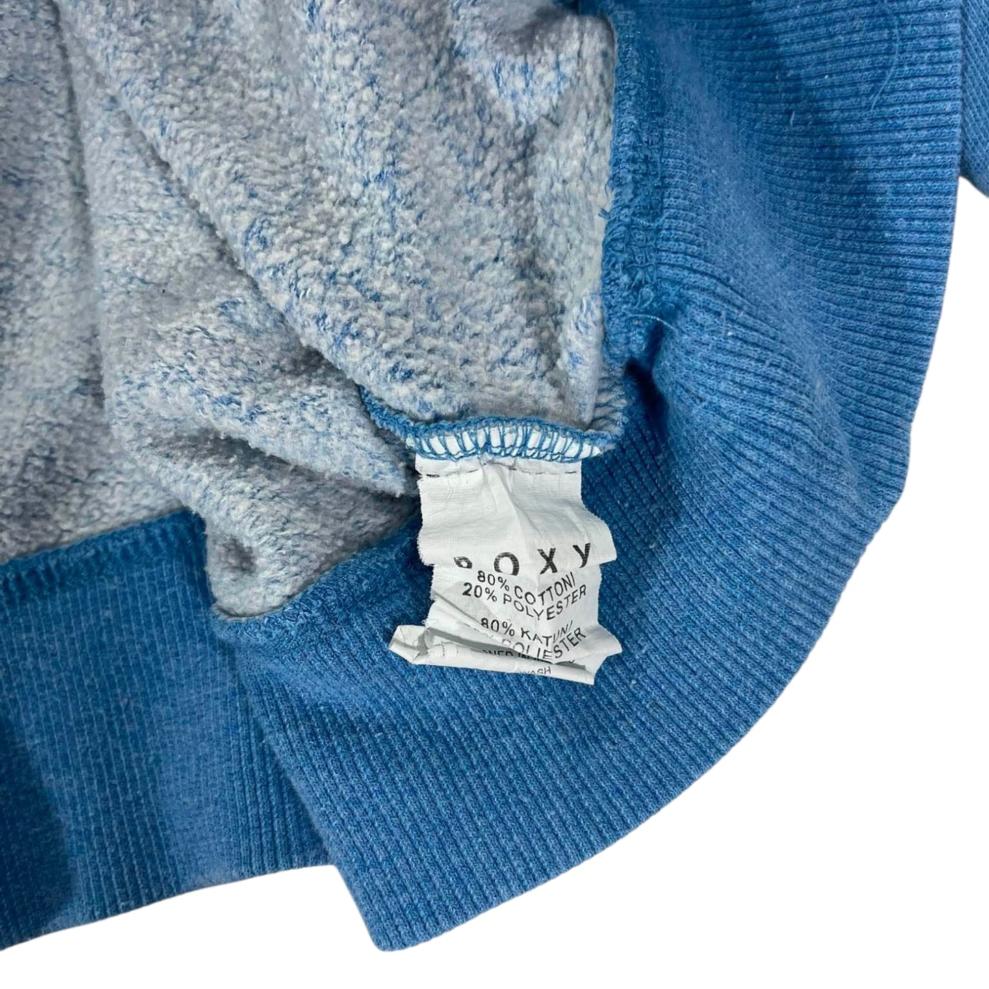 VINTAGE EMBROIDERED FLORAL ROXY BLUE HOODIE (M)