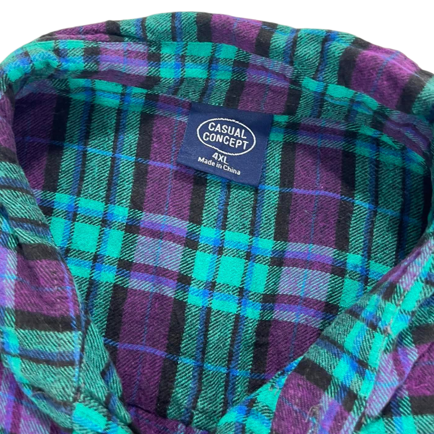 VINTAGE CASUAL CLUB PURPLE PLAID FLANNEL SHIRT (XXL-XXXL)