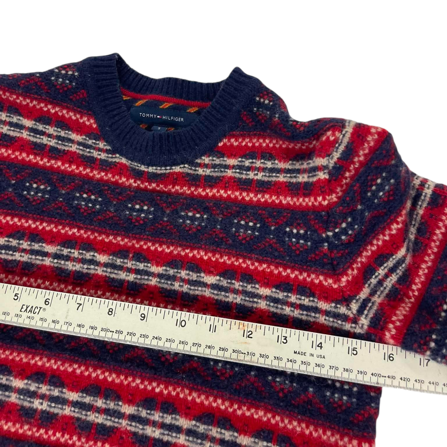 TOMMY HILFIGER RED AND NAVY BLUE SWEATER (S)
