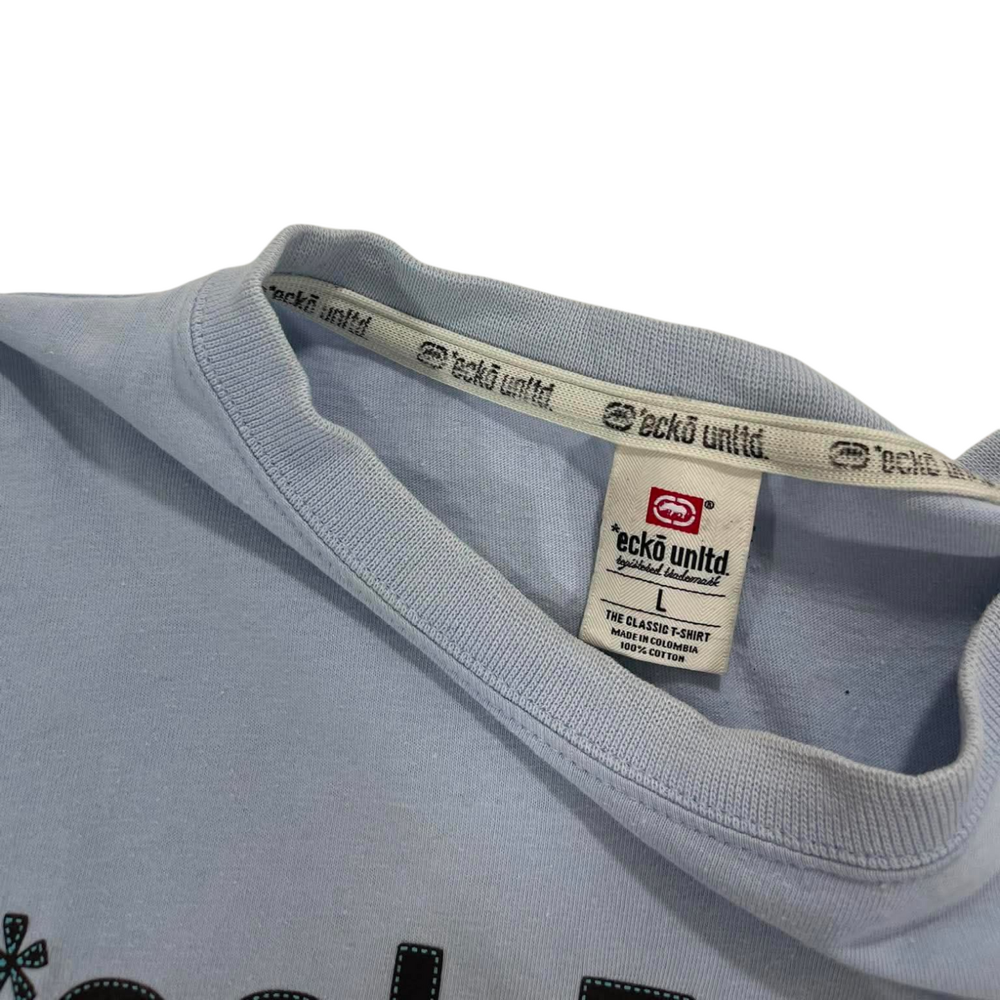 TRASHED ECKO UNLTD BLUE COTTON T-SHIRT (L)
