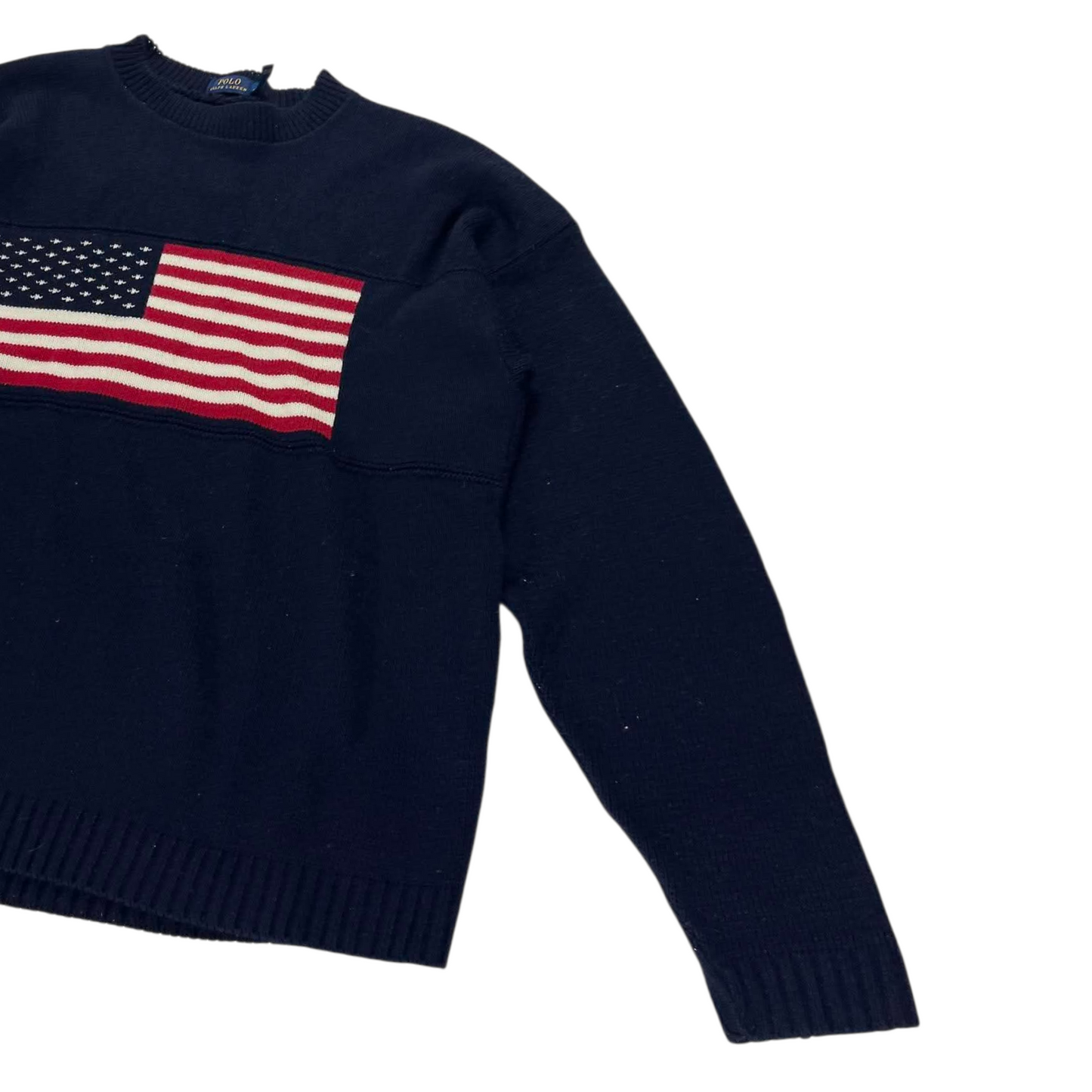 VINTAGE 100% COTTON RALPH LAUREN AMERICAN FLAG SWEATER (M)