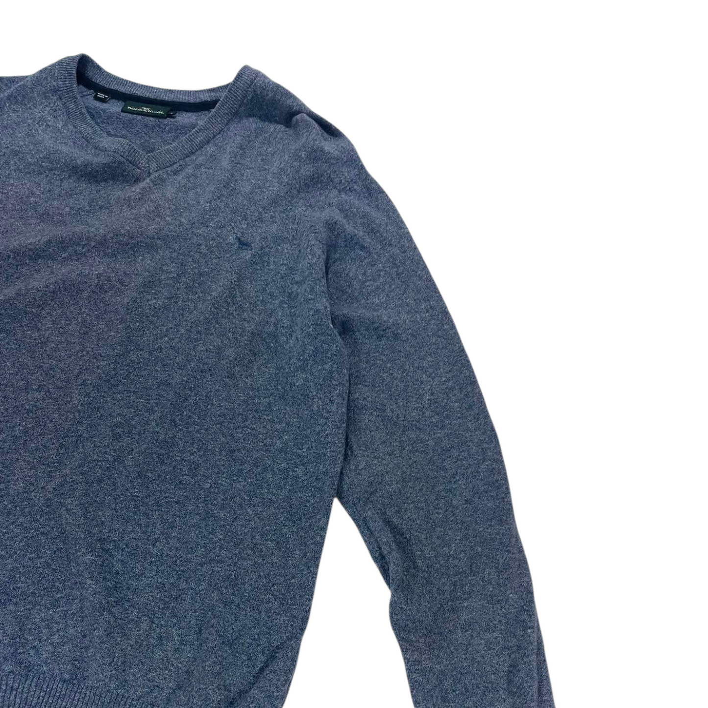 GREY RODD & GUNN V-NECK JUMPER (M)