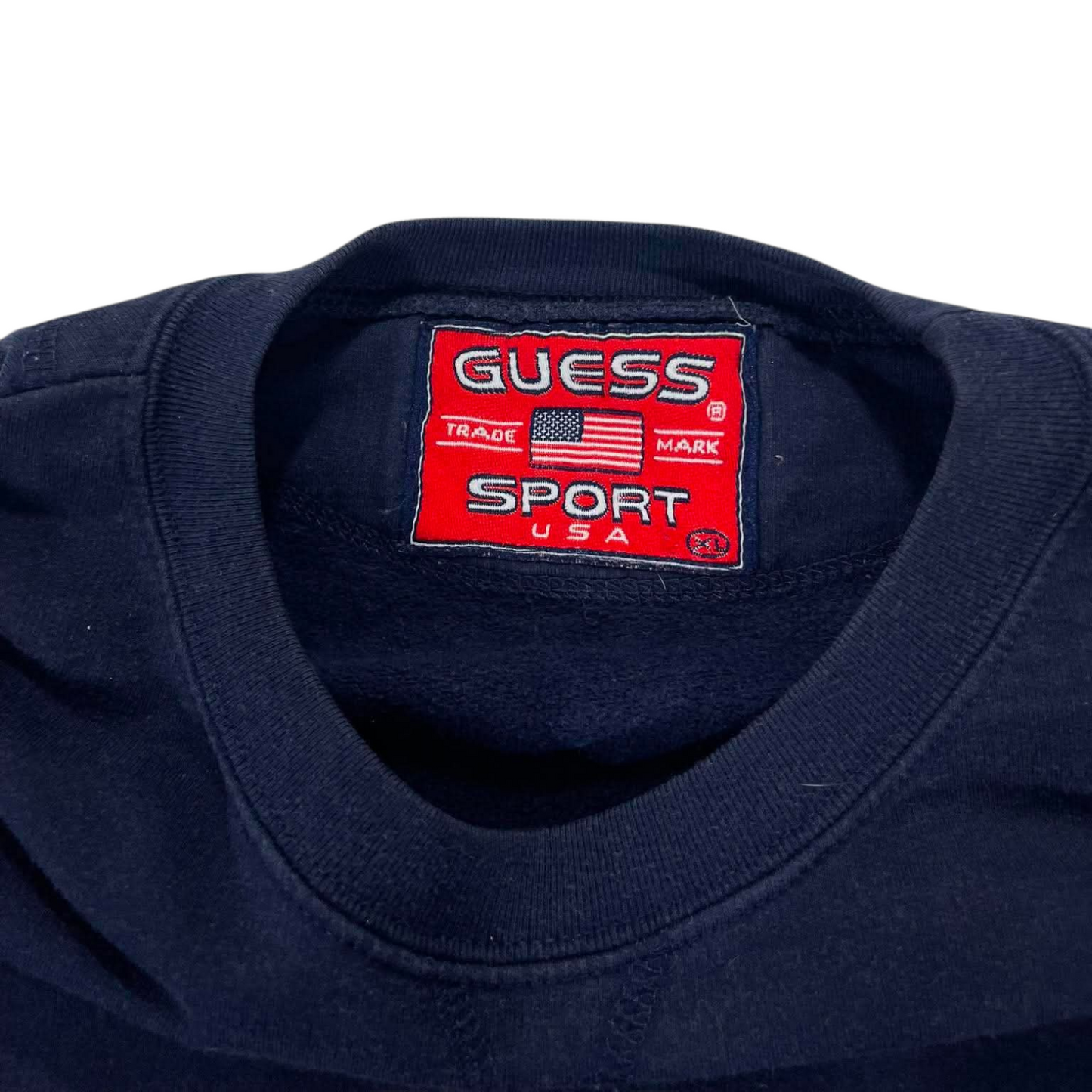 VINTAGE 90s GUESS INTERNATIONAL COMPETITION NAVY SWEATSHIRT (XL)