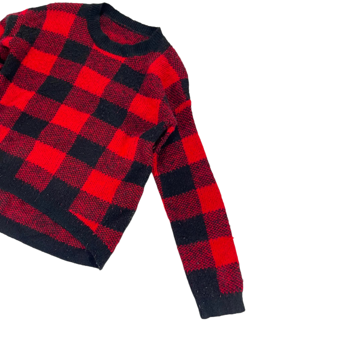 DOTTI RED/BLACK PLAID SWEATER WITH A COZY FEEL (M)