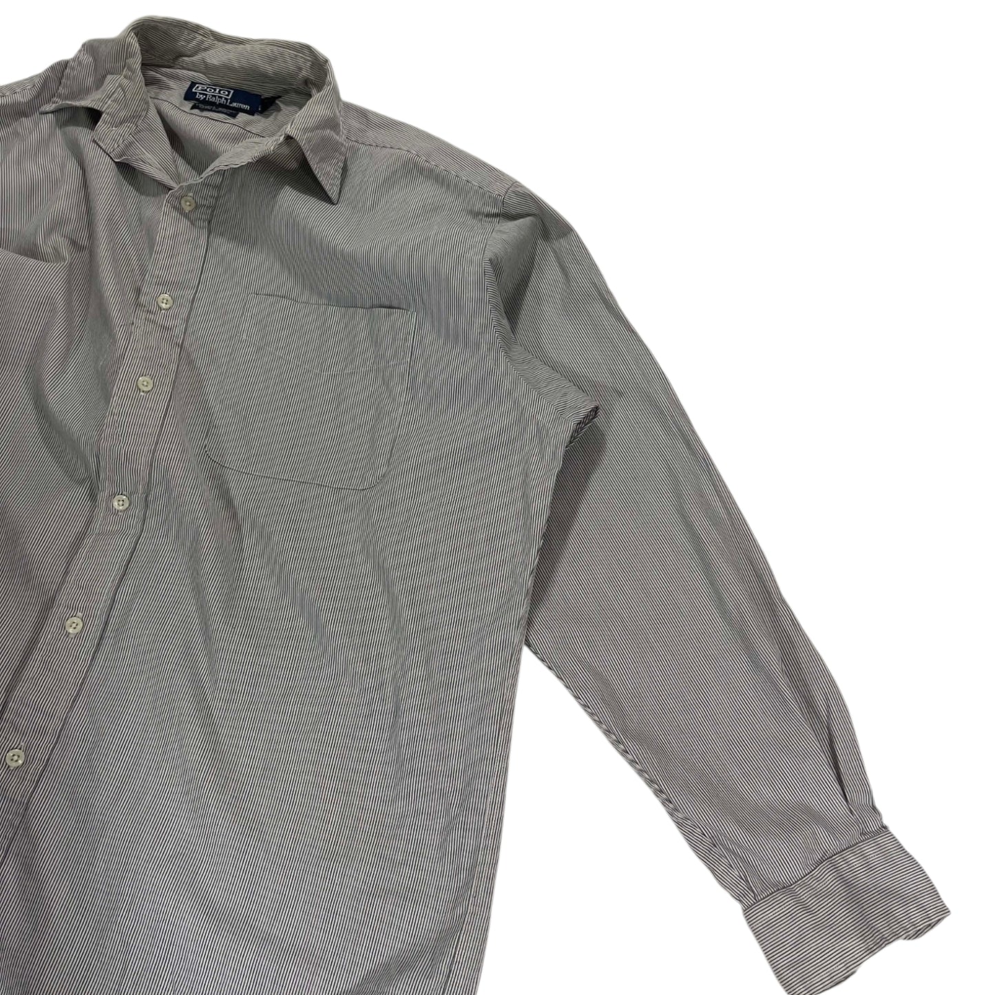 VINTAGE RALPH LAUREN GREY STRIPED BUTTON UP (L)