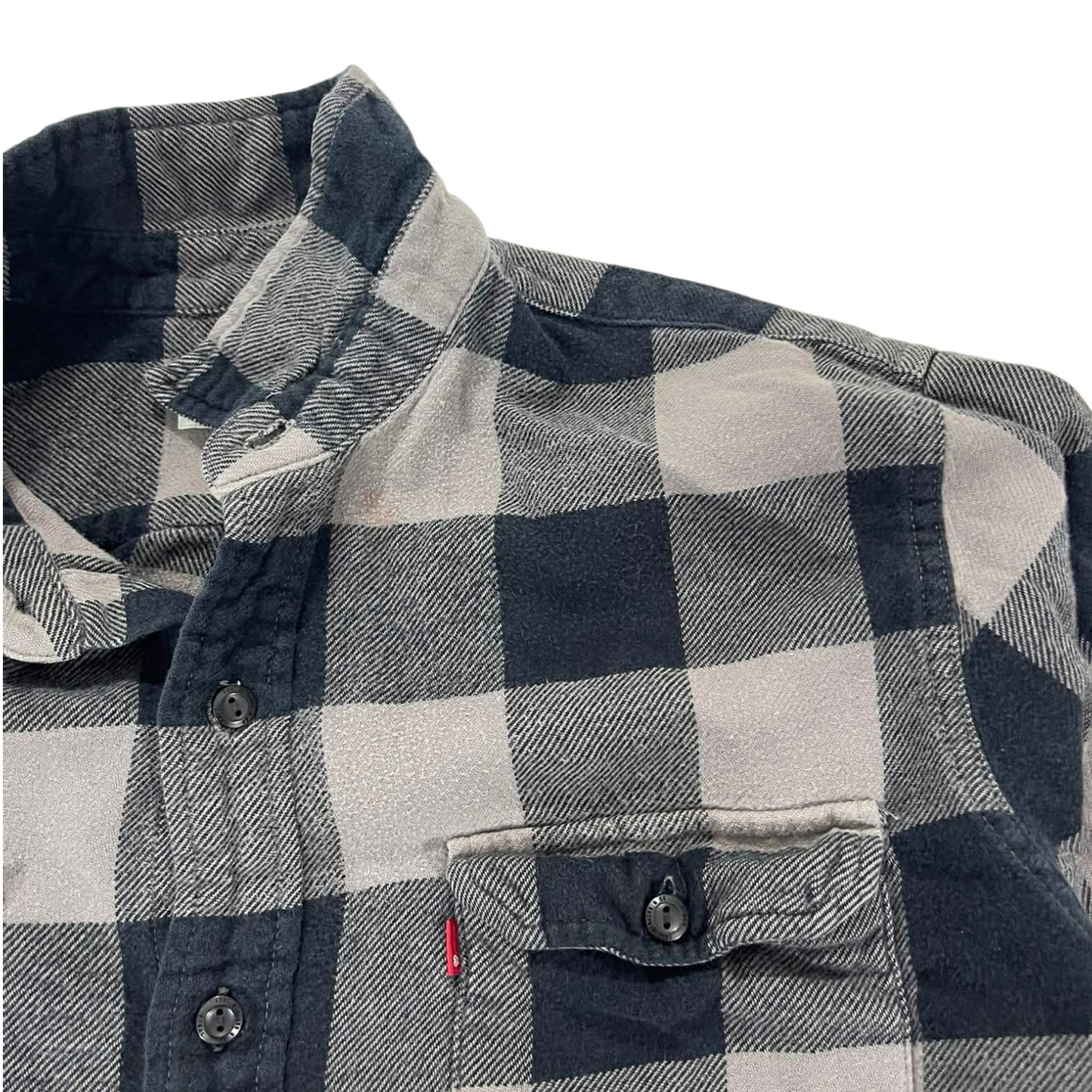 VINTAGE LEVIS BLACK & GREY FLANNEL SHIRT (L-XL)