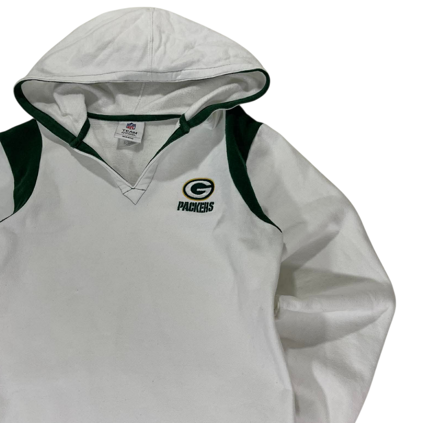 VINTAGE WOMENS GREEN BAY PACKERS WHITE HOODIE (S-M)