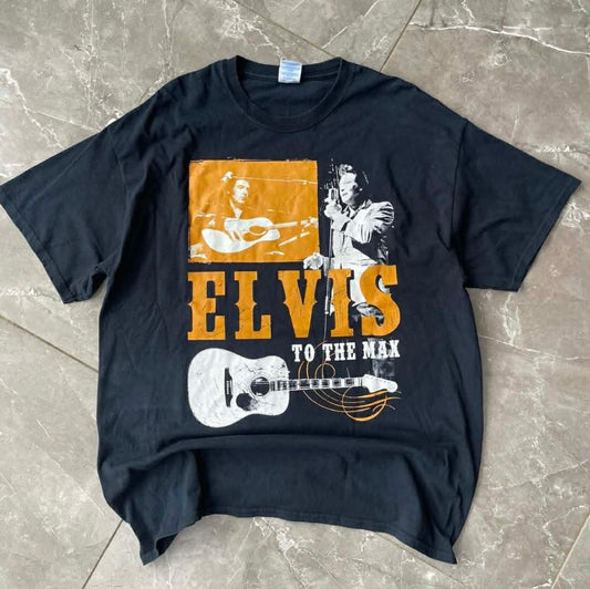 VINTAGE ELVIS PRESLEY BLACK COTTON T-SHIRT (XL)