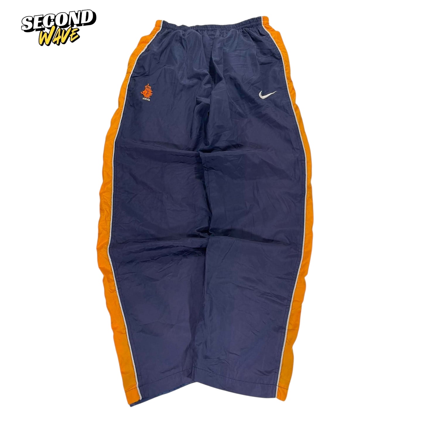 VINTAGE BAGGY NIKE ORANGE NAVY TRACK PANTS (L)