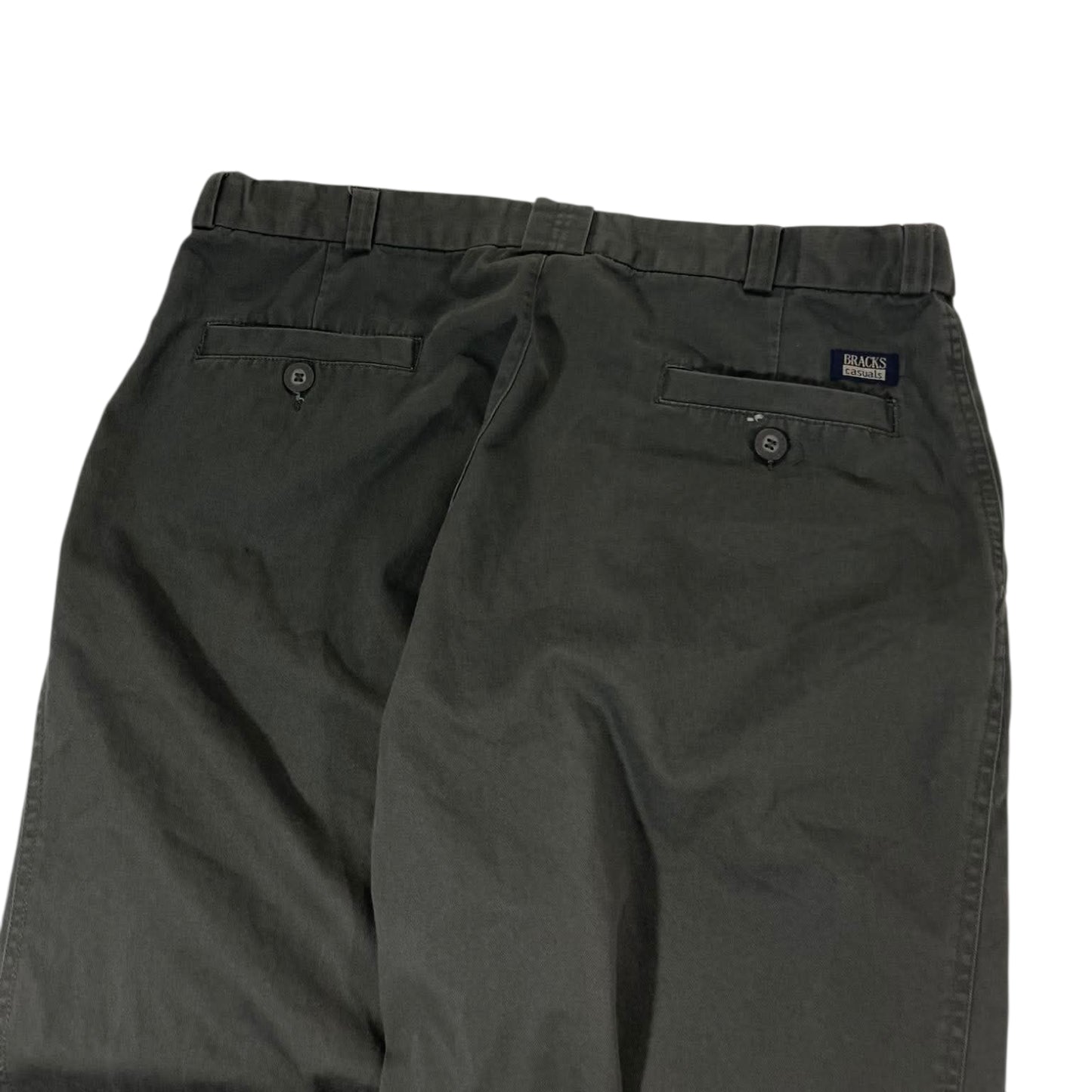 BRACK'S DARK OLIVE BAGGY WIDE LEG TROUSERS (36)