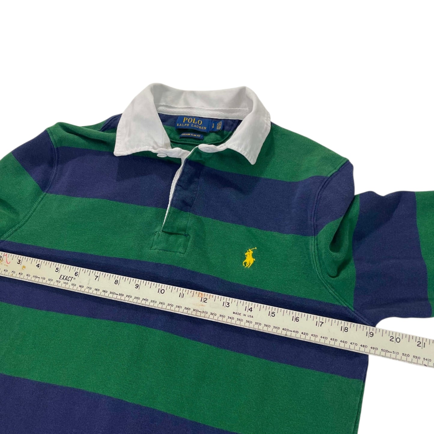 POLO RALPH LAUREN GREEN RUGBY SHIRT (S-M)