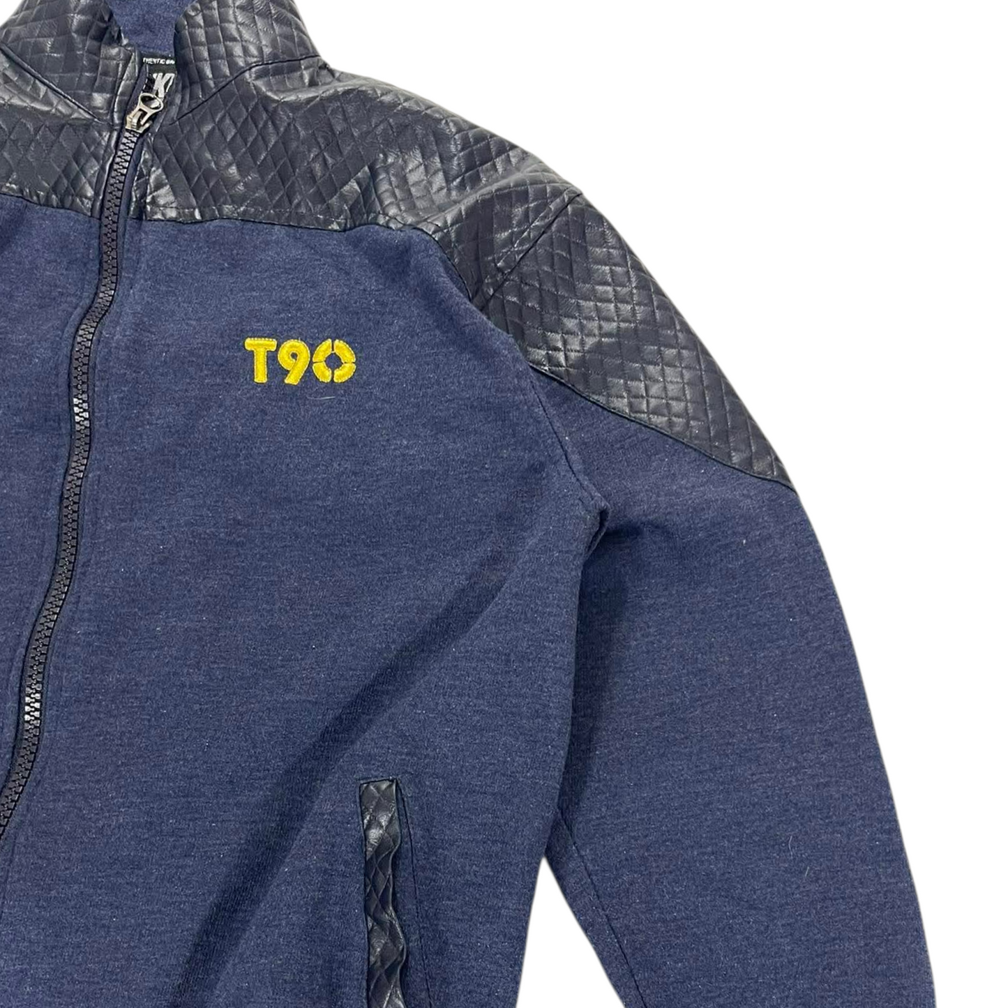 NIKE T90 NAVY BLUE ZIP UP JACKET WITH QUALIFIED SLEEVES AND POCKETS (M)