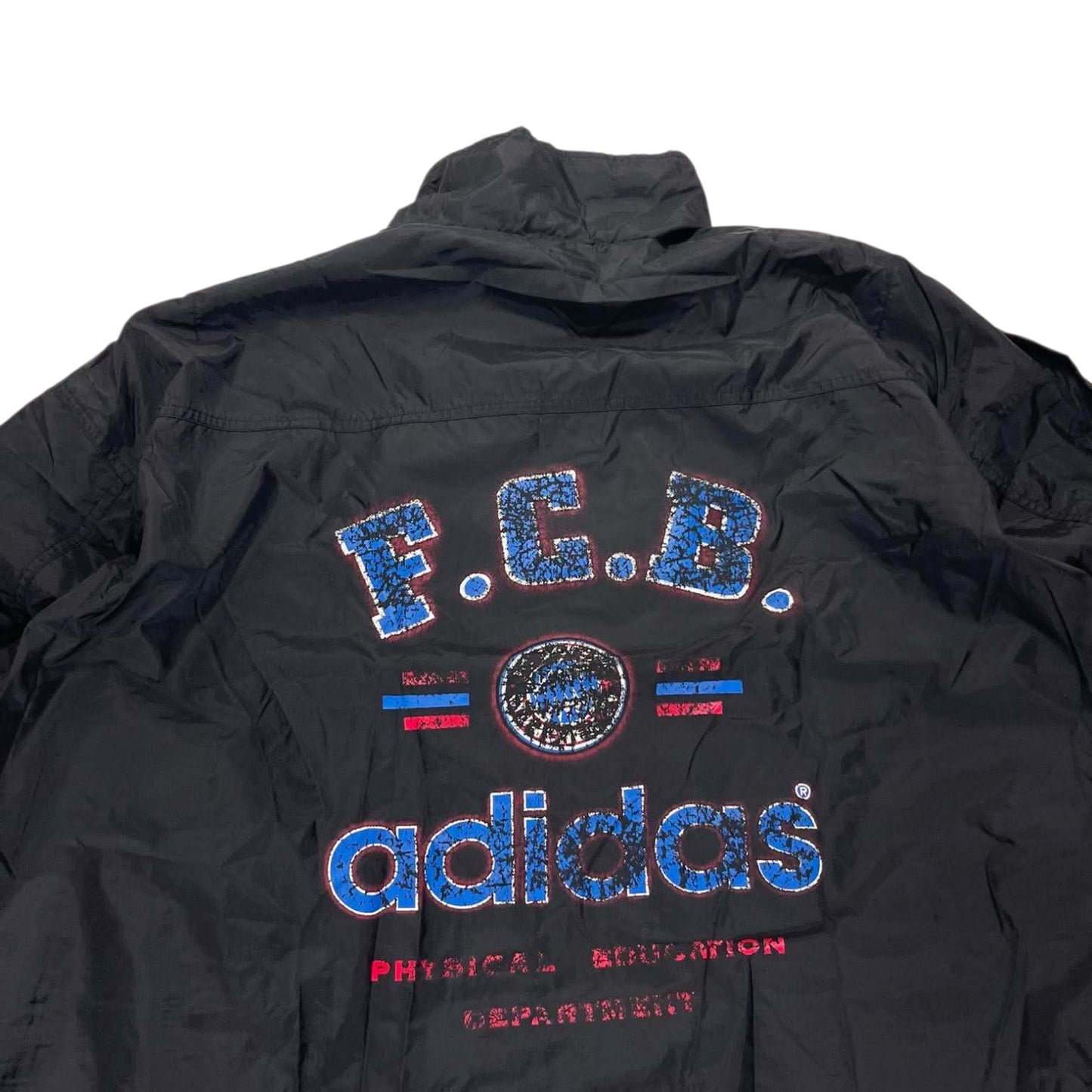 VINTAGE FCB ADIDAS BLACK WINDBREAKER JACKET (XL)