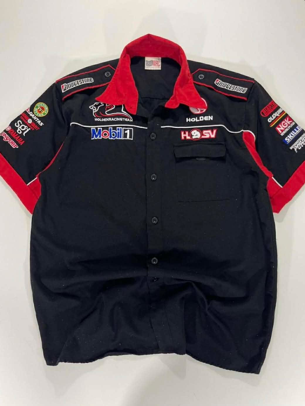 Y2K HOLDEN RACING TEAM BLACK&RED BUTTON UP SHIRT (L)