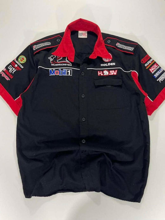 Y2K HOLDEN RACING TEAM BLACK&RED BUTTON UP SHIRT (L)
