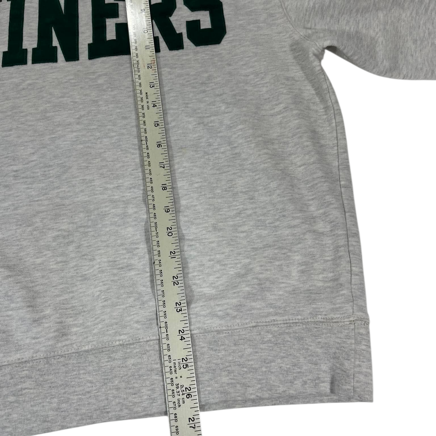 90S GREY AND GREEN EMBROIDERED JANSPORT MINERS CREWNECK (M)