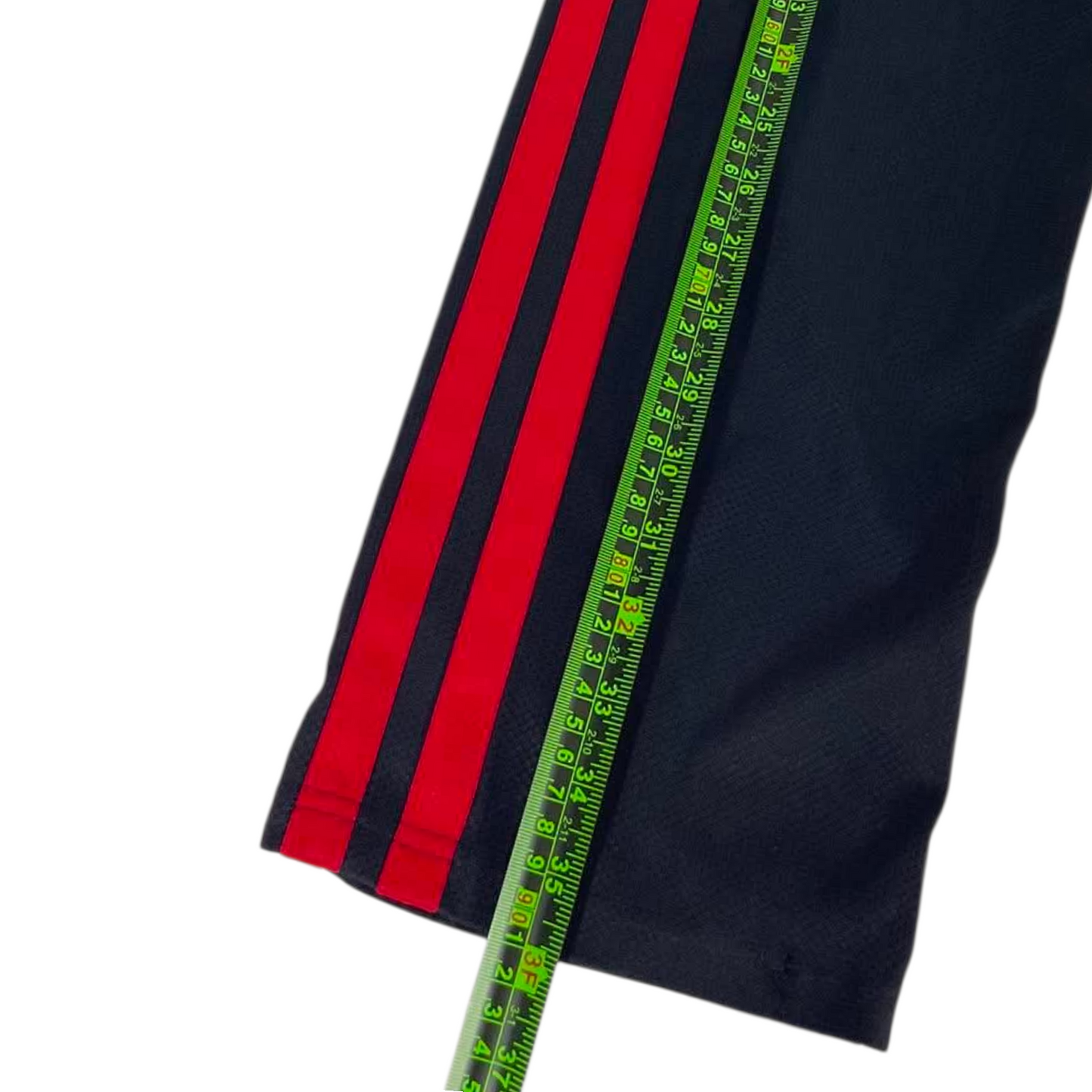 ADIDAS BLACK & RED TRACK PANTS ⁷ (L)