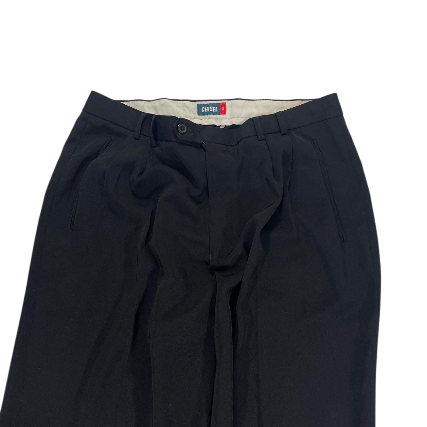 CHISEL BLACK WIDE LEG TROUSERS (34)