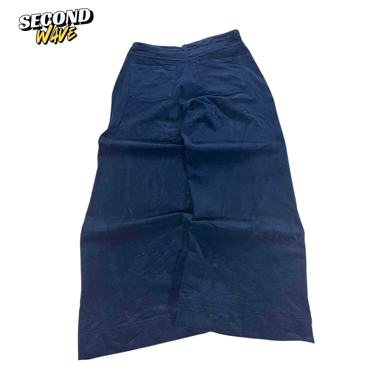 VINTAGE ZEST NAVY BLUE CORDUROY WIDE LEG PANTS (34")