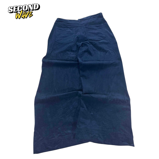 VINTAGE ZEST NAVY BLUE CORDUROY WIDE LEG PANTS (34")