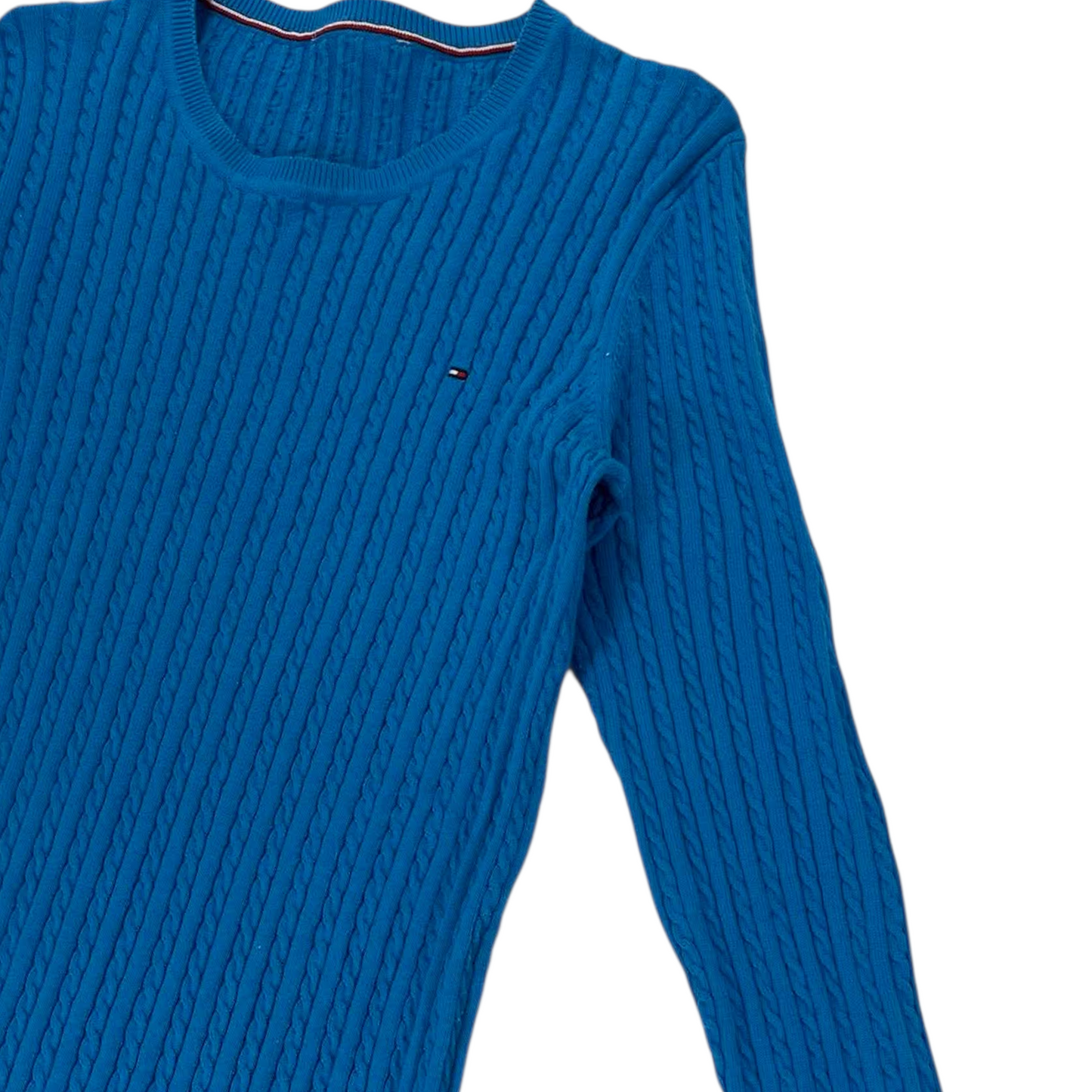TOMMY HILFIGER BLUE CABLE KNIT SWEATER (S-M)