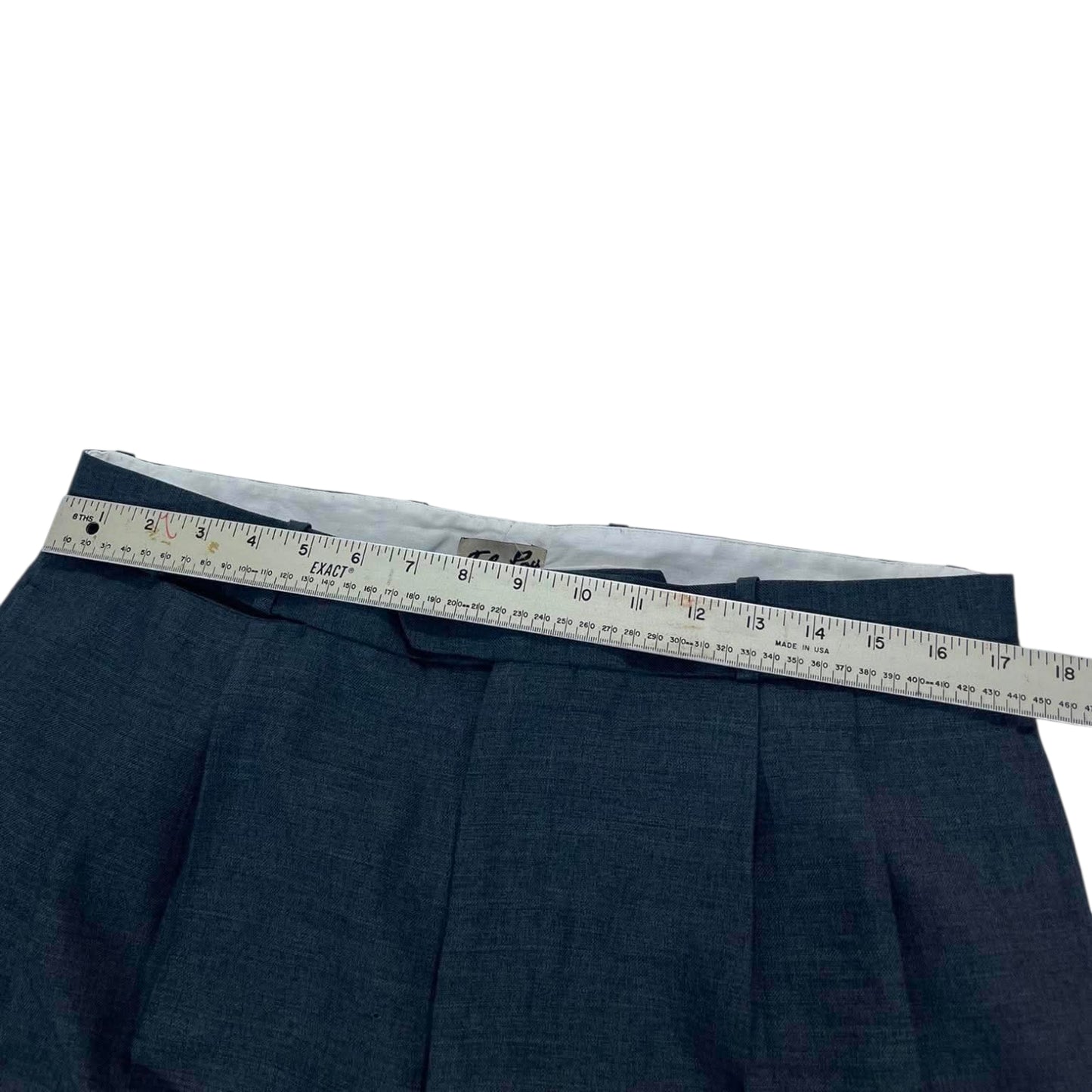 VINTAGE JOHN LEWIS NAVY PLEATED WIDE LEG TROUSERS (34)