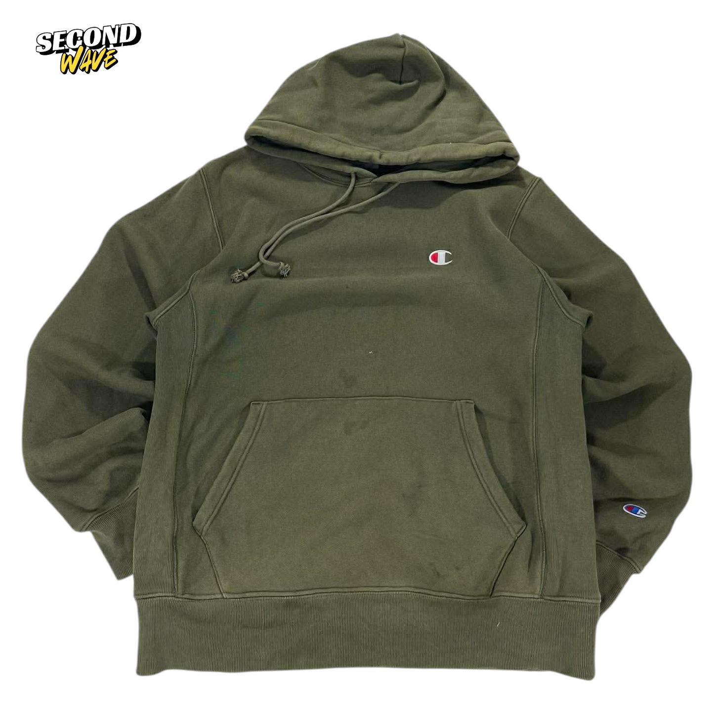 CHAMPION KHAKI GREEN HOODIE (M)