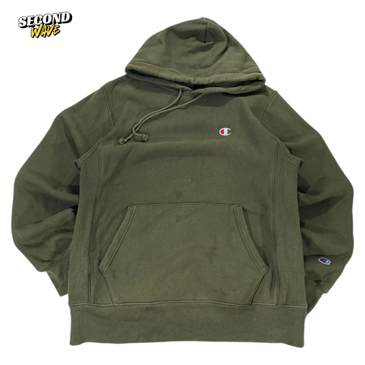CHAMPION KHAKI GREEN HOODIE (M)