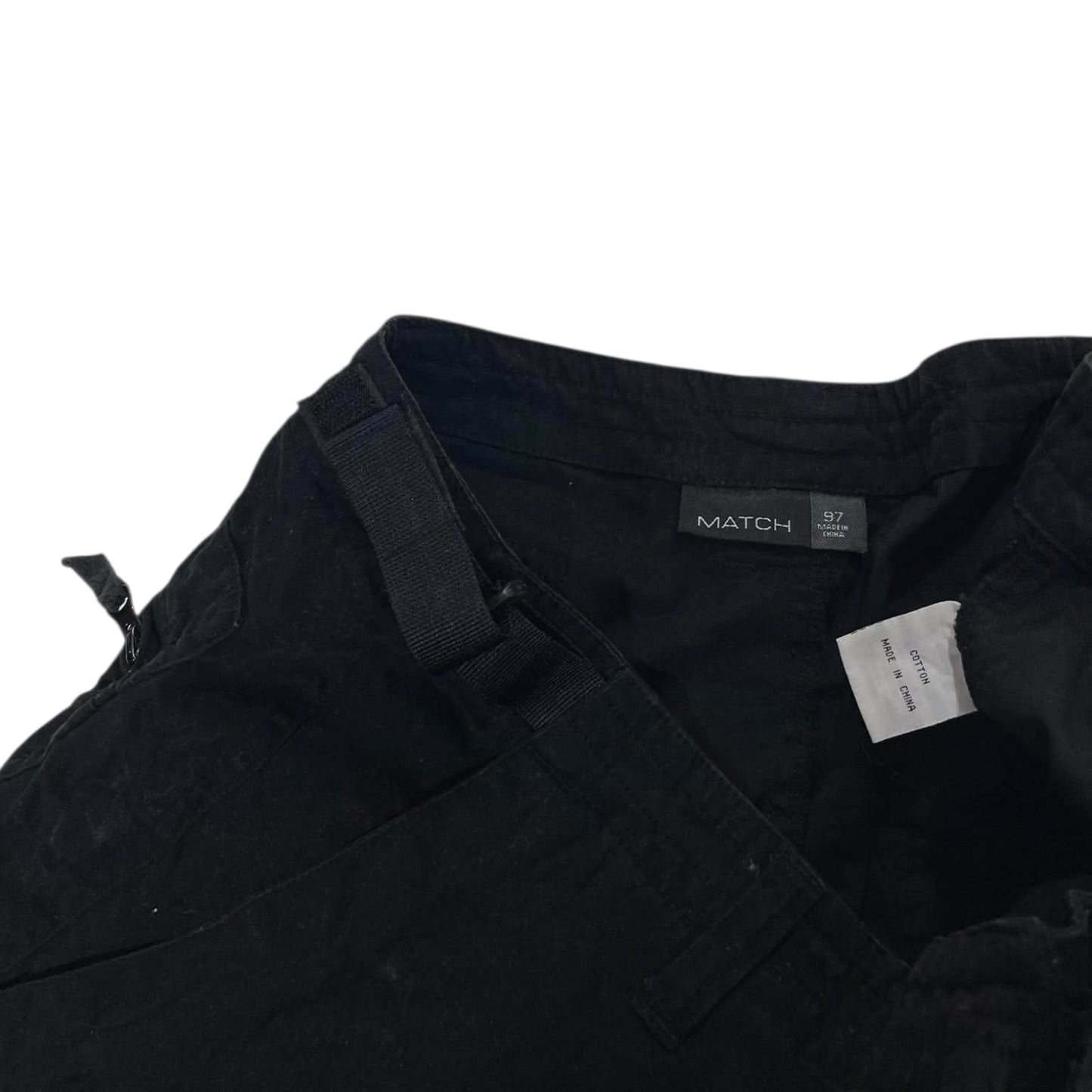 VINTAGE MATCH BLACK BAGGY CARGO PANTS (38)
