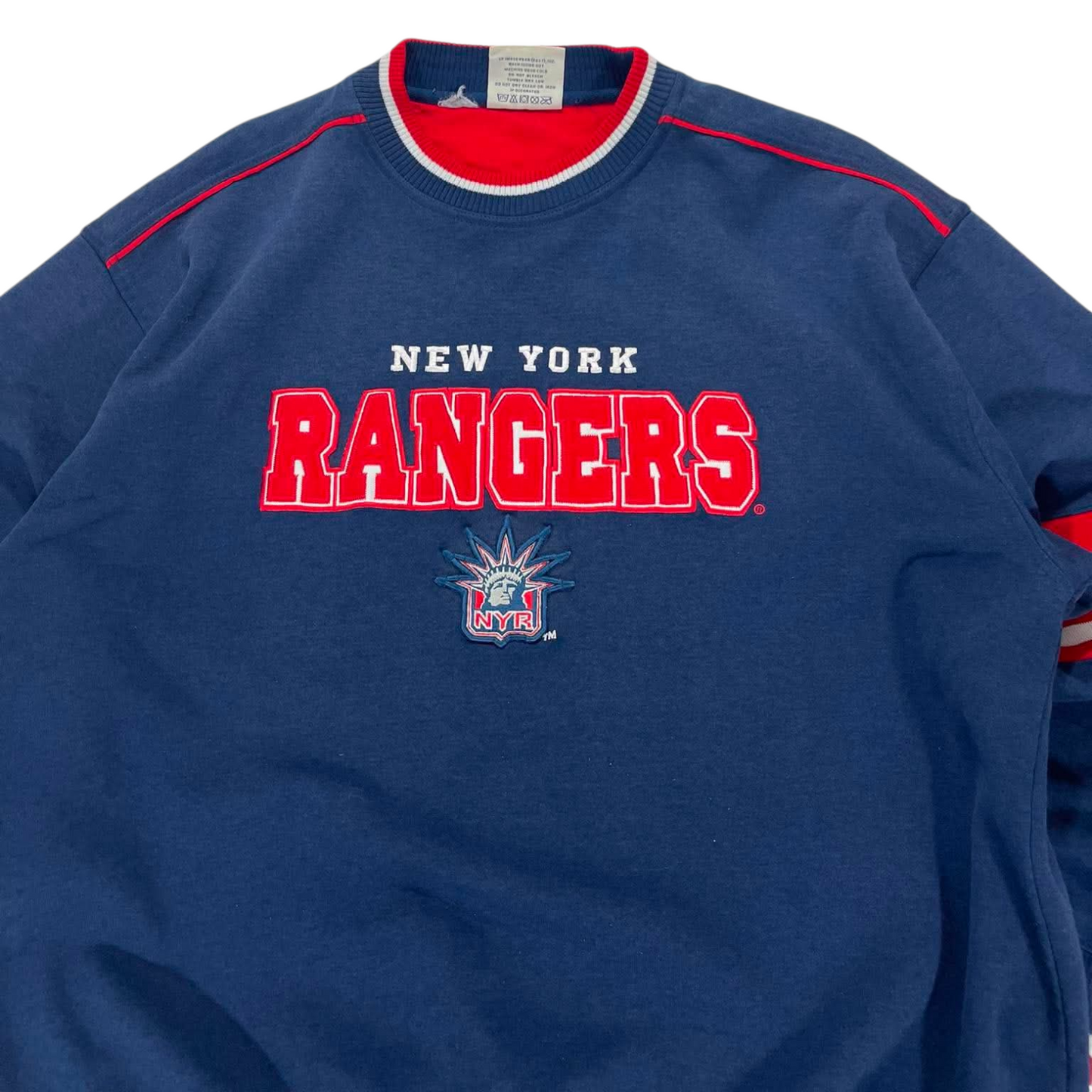 VINTAGE EMBROIDERED LEE SPORT NEW YORK RANGERS NAVY CREWNECK (XL)