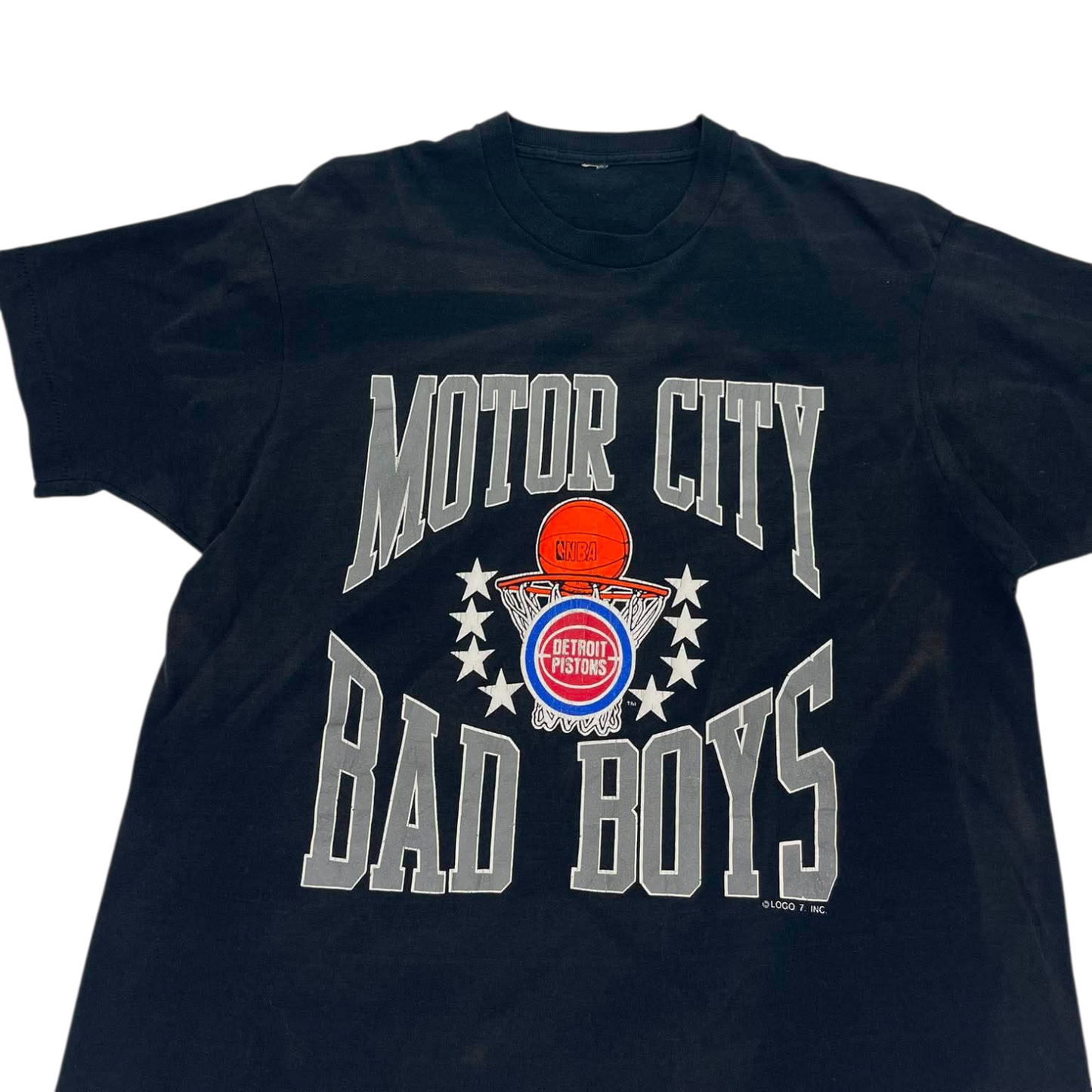 VINTAGE DETROIT PISTONS BLACK COTTON T-SHIRT (M-L)