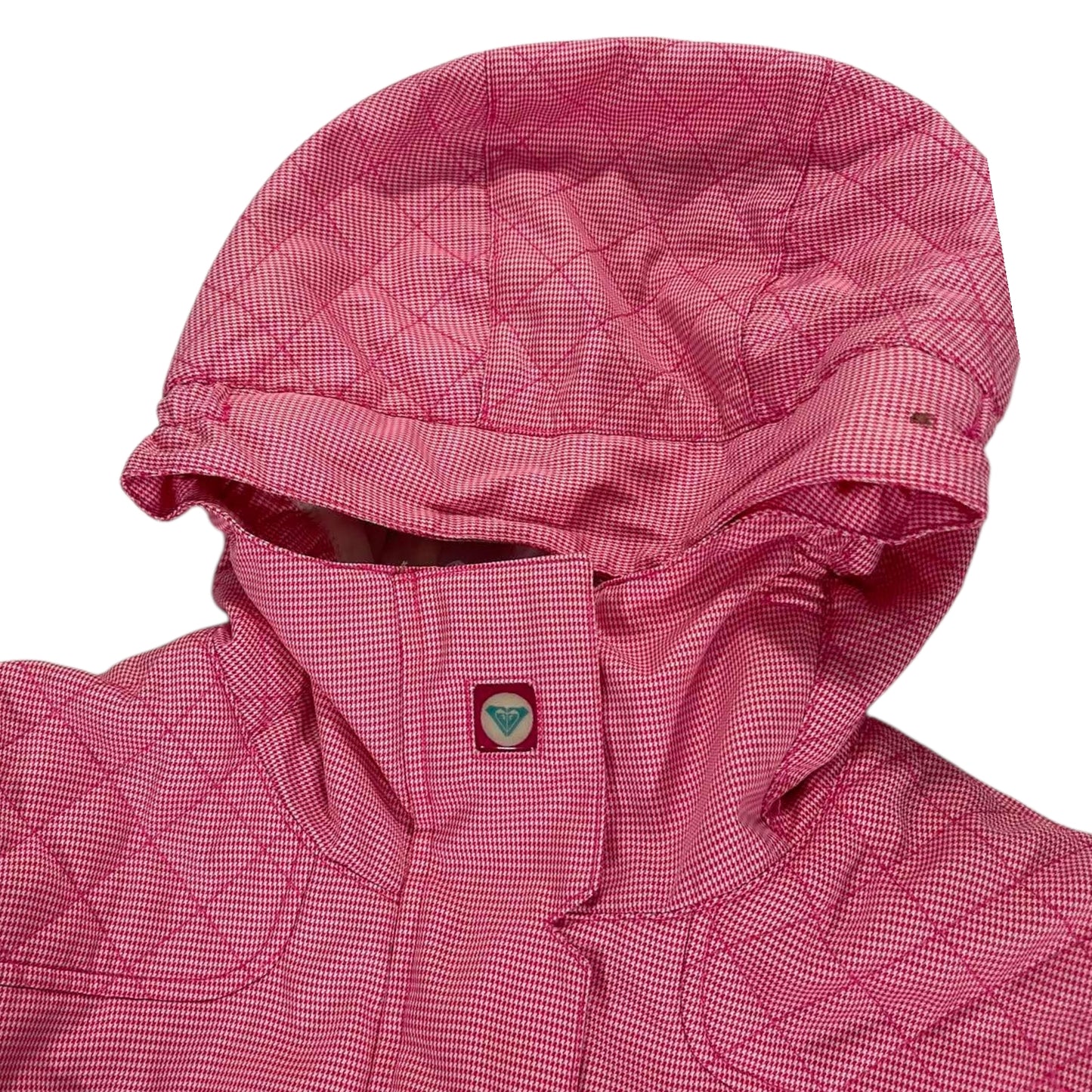 Y2K PINK ROXY JACKET WITH HOOD AND ZIPPER POCKETS (M)