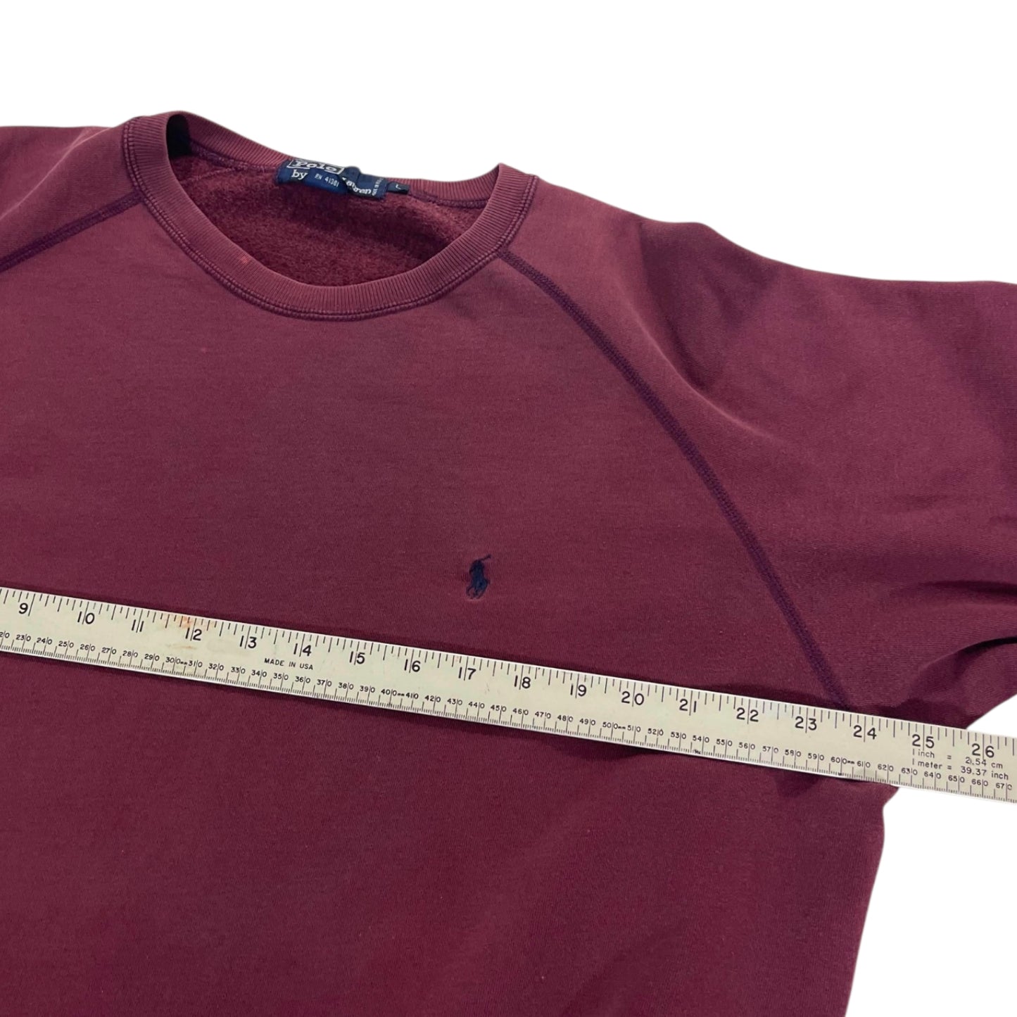 TRASHED POLO RALPH LAUREN BURGUNDY CREWNECK (L)