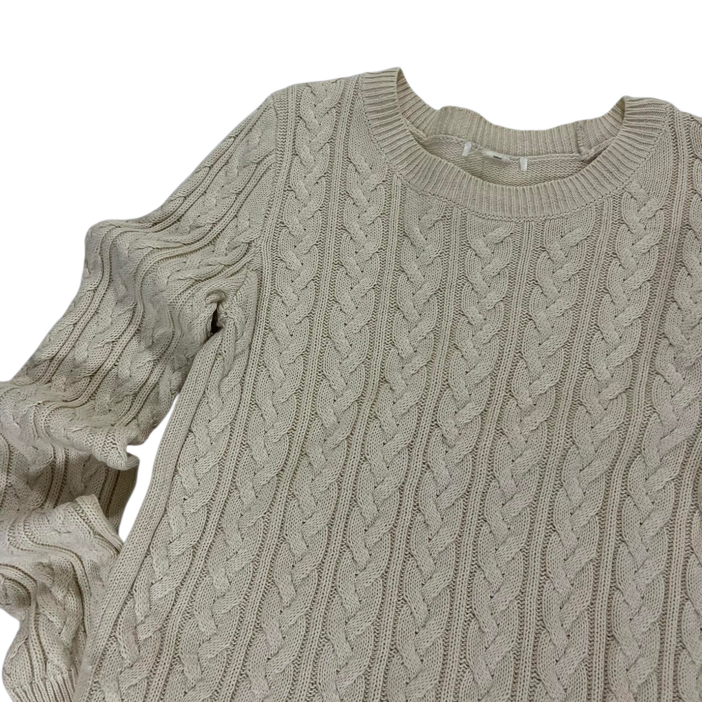 VINTAGE CREAM CABLE KNIT SWEATER (S)